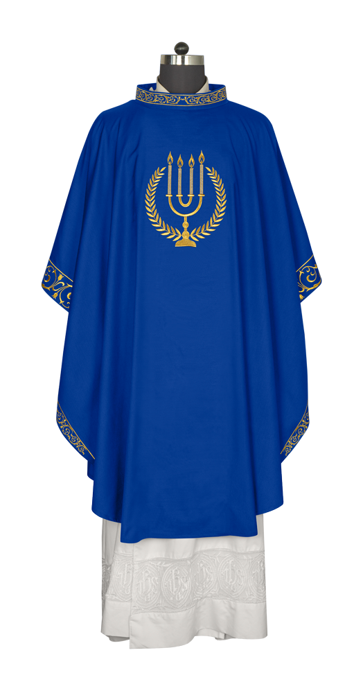 Advent chasuble with candle embroidery