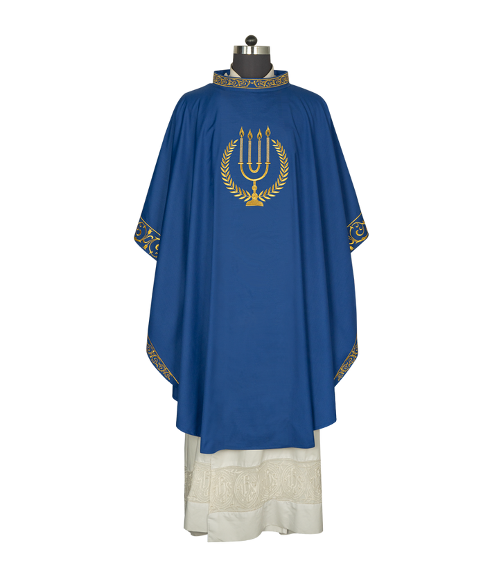 Advent chasuble with candle embroidery