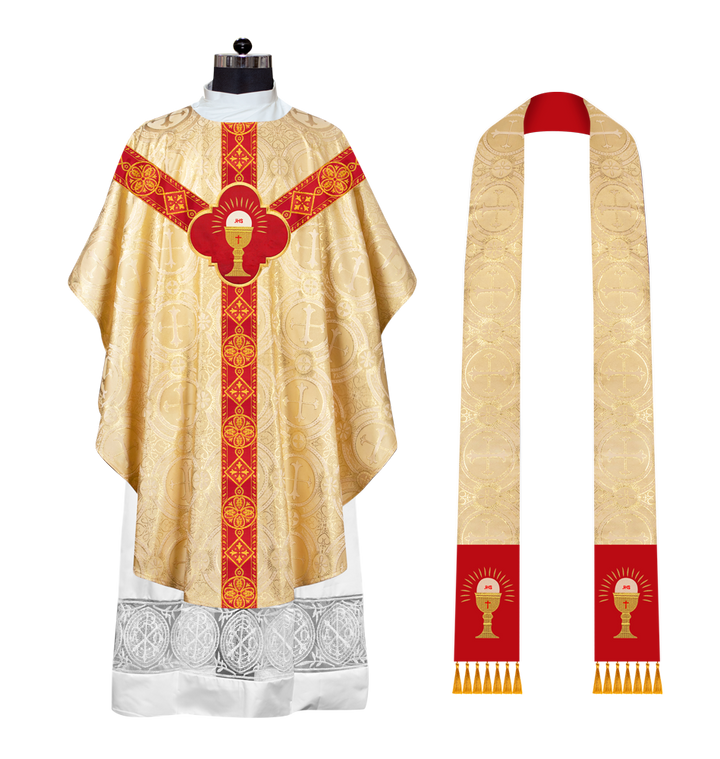 Liturgical Gothic Chasuble Vestment with Y Type Braided Orphrey