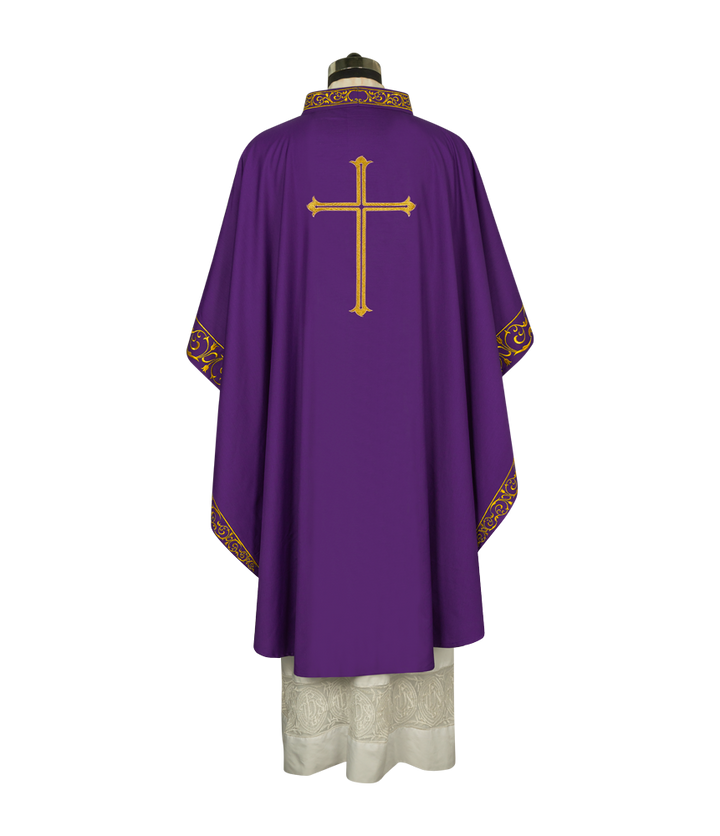 Advent chasuble adorned with cross embroidery