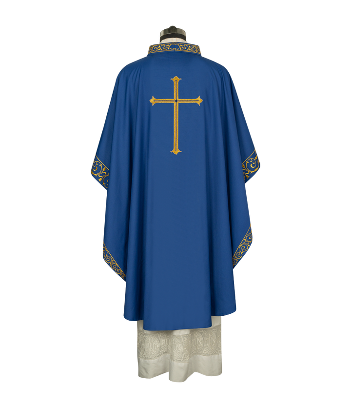 Advent chasuble adorned with cross embroidery