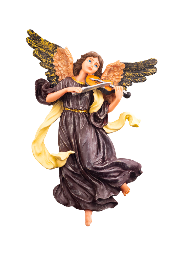 10" Beautiful Angel Statue with Violin in Rich Detail