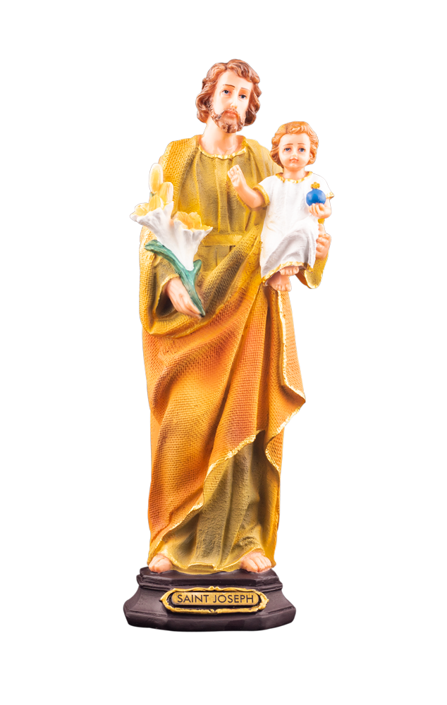 12" Saint Joseph with Lily and Jesus Statue
