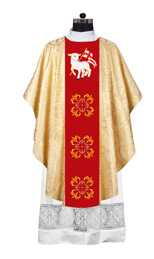 GOTHIC CHASUBLE VESTMENT EMBELLISHED WITH LITURGICAL MOTIFS