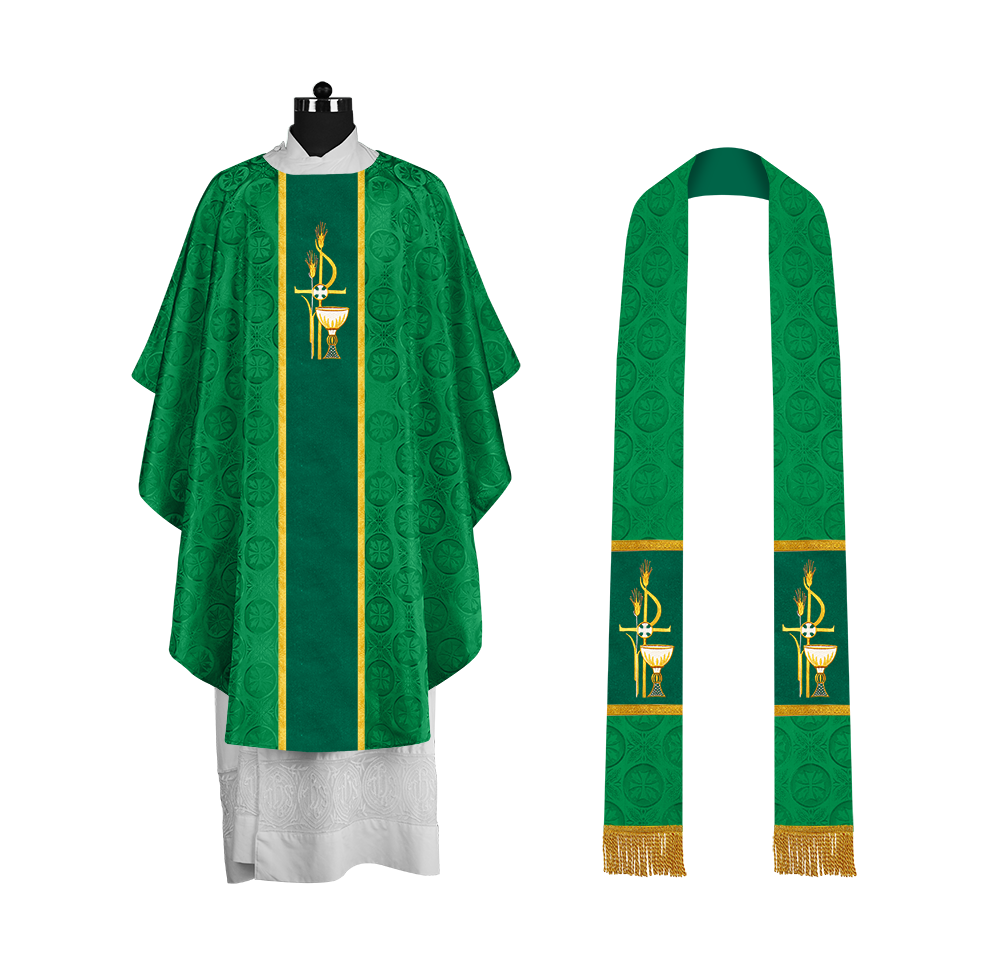 Gothic Chasuble with Elegant Embroidered Liturgical Motif