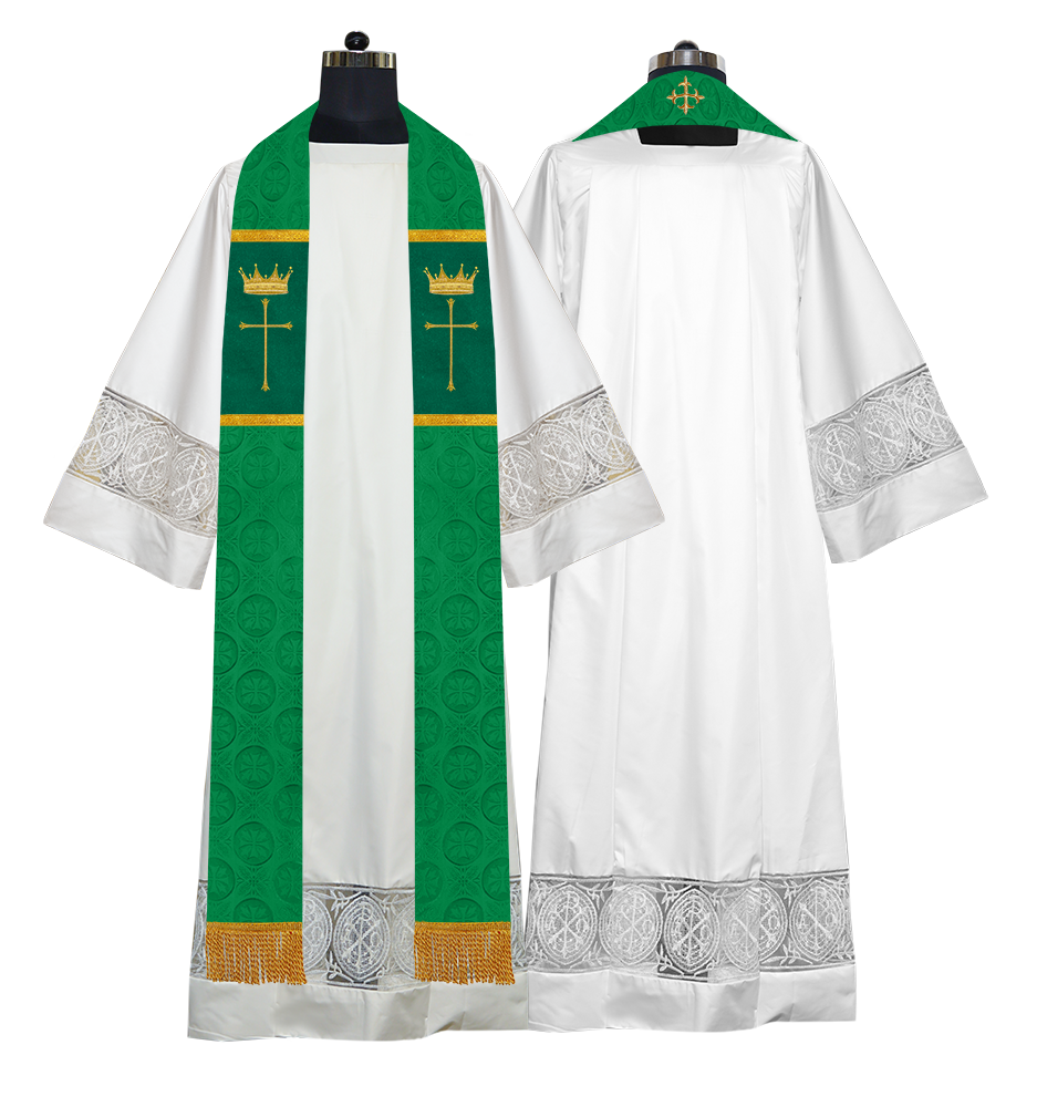 Clergy Stole with Embroidered Liturgical Motif