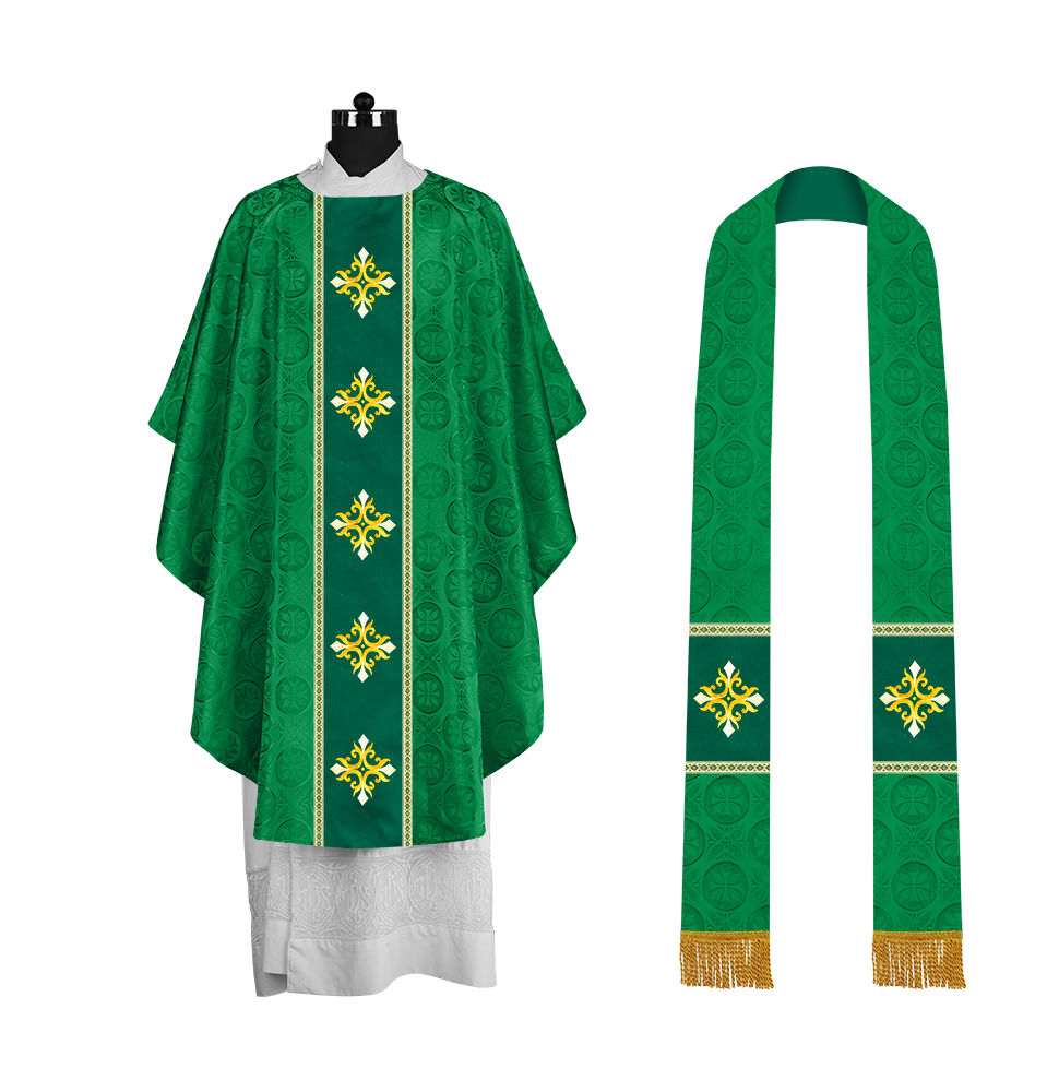 Liturgical Gothic Chasuble with Embroidered Cross Motif