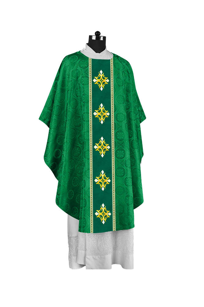 Liturgical Gothic Chasuble with Embroidered Cross Motif