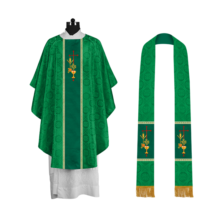 Premium Gothic Chasuble Adorned with Embroidered Motif