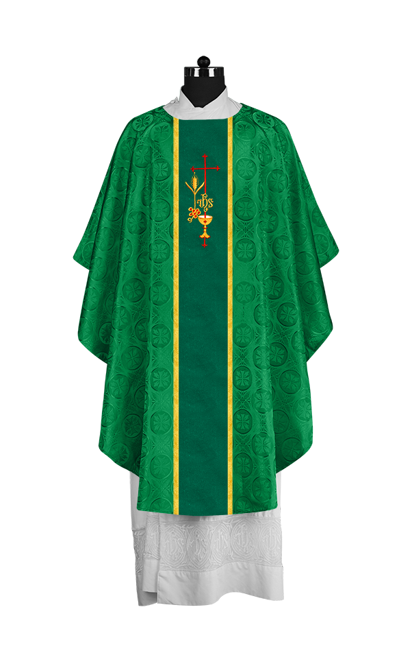 Gothic Chasuble with Elegant Embroidered Liturgical Motif