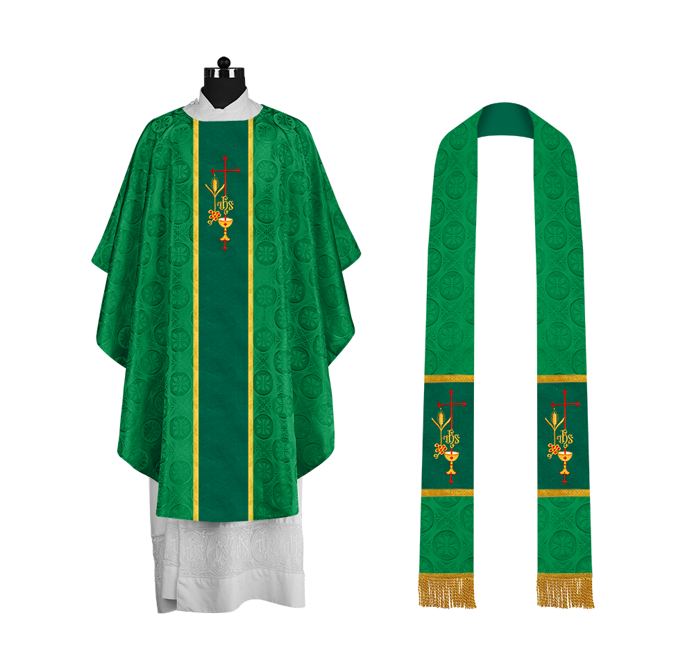 Gothic Chasuble with Elegant Embroidered Liturgical Motif