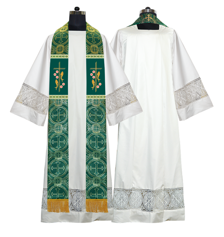 Clergy Stole with Embroidered Fish and Loaves