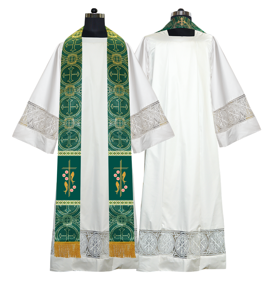 Clergy Stole with Embroidered Fish and Loaves