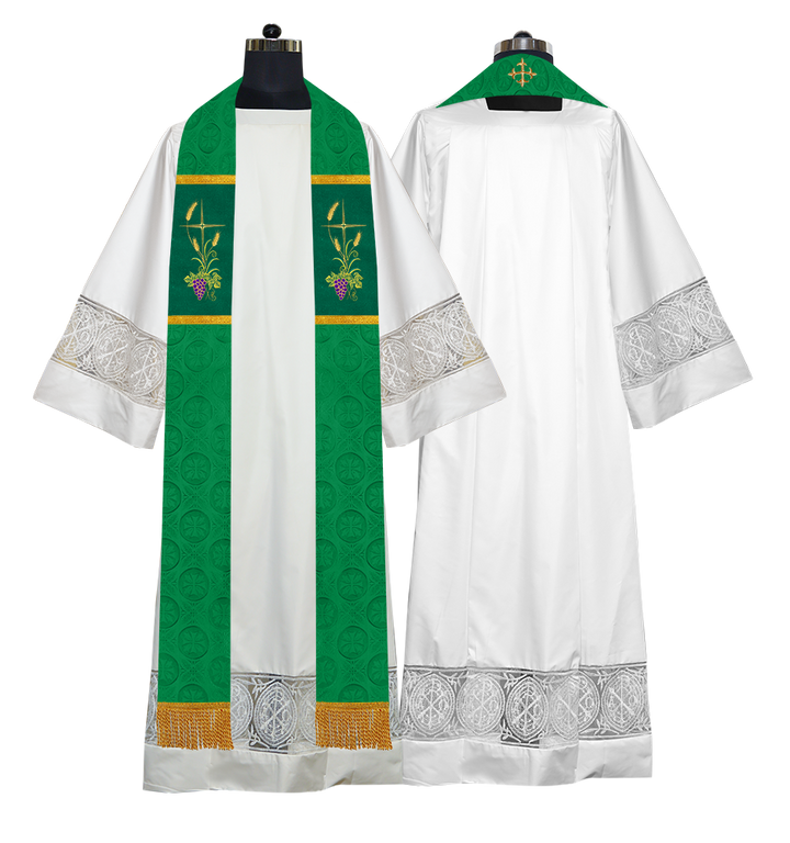 Clergy Stole with Embroidered Liturgical Motif