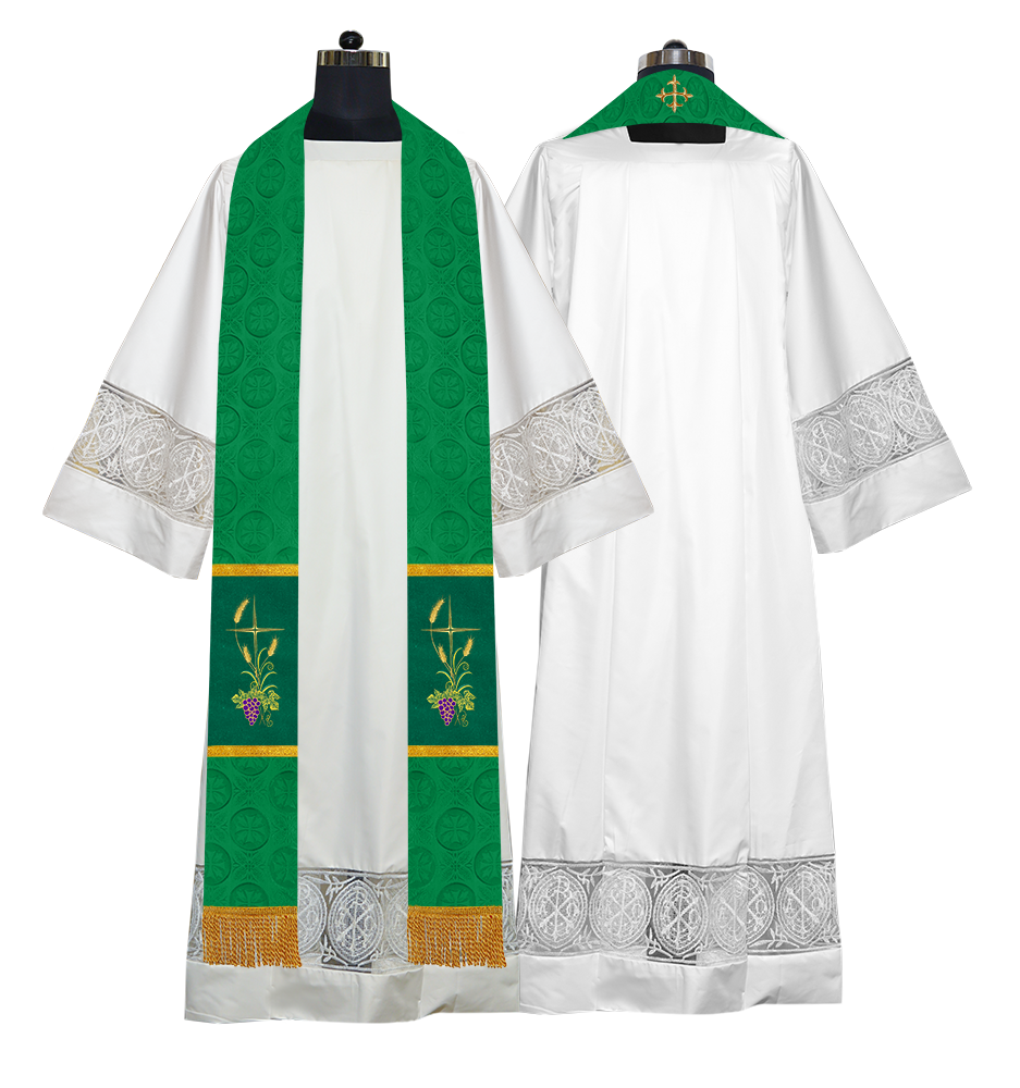 Clergy Stole with Embroidered Liturgical Motif