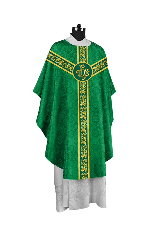 Liturgical Chasuble Vestment with Spiritual Motif Embroidery