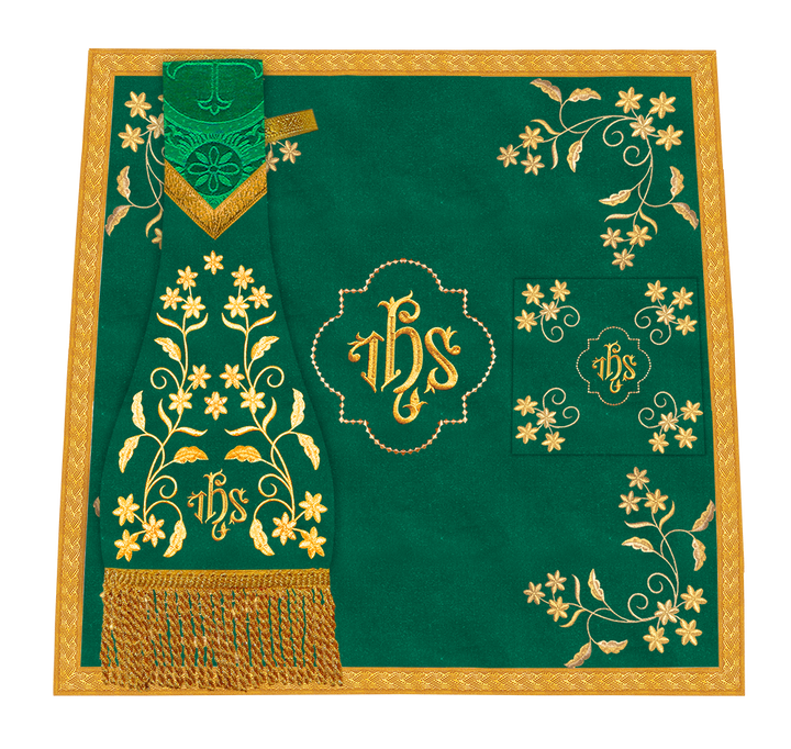 Beautiful mass set with golden embroidery - Floral collection