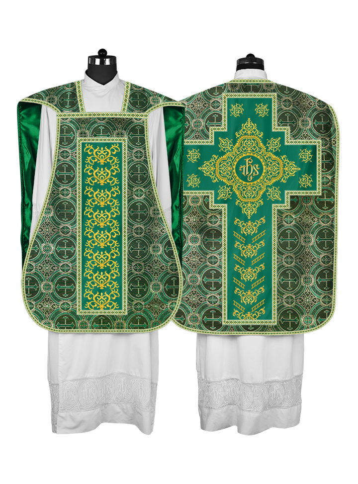 Traditional Fiddleback Vestments with Motifs and Trims