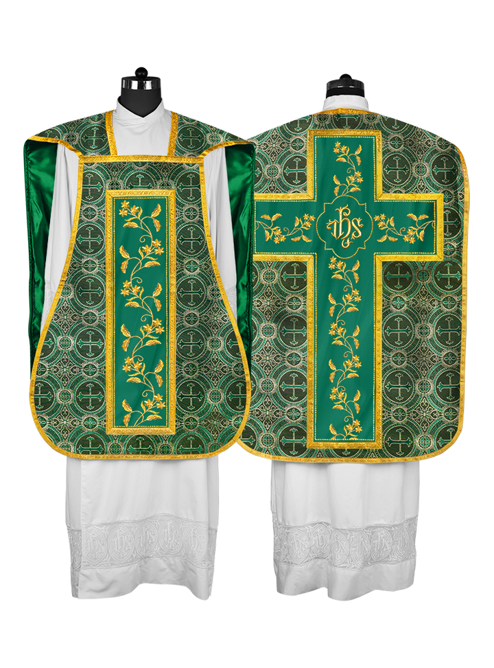 Elegant Roman chasuble vestment - Floral collection
