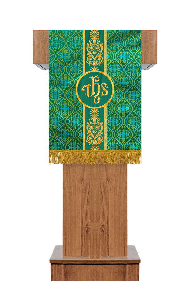 PULPIT/LECTERN WITH LITURGICAL MOTIF AND TRIM