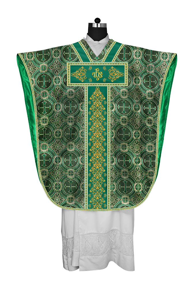 BORROMEAN CHASUBLE VESTMENT WITH BRAIDED ORPHREY AND TRIMS