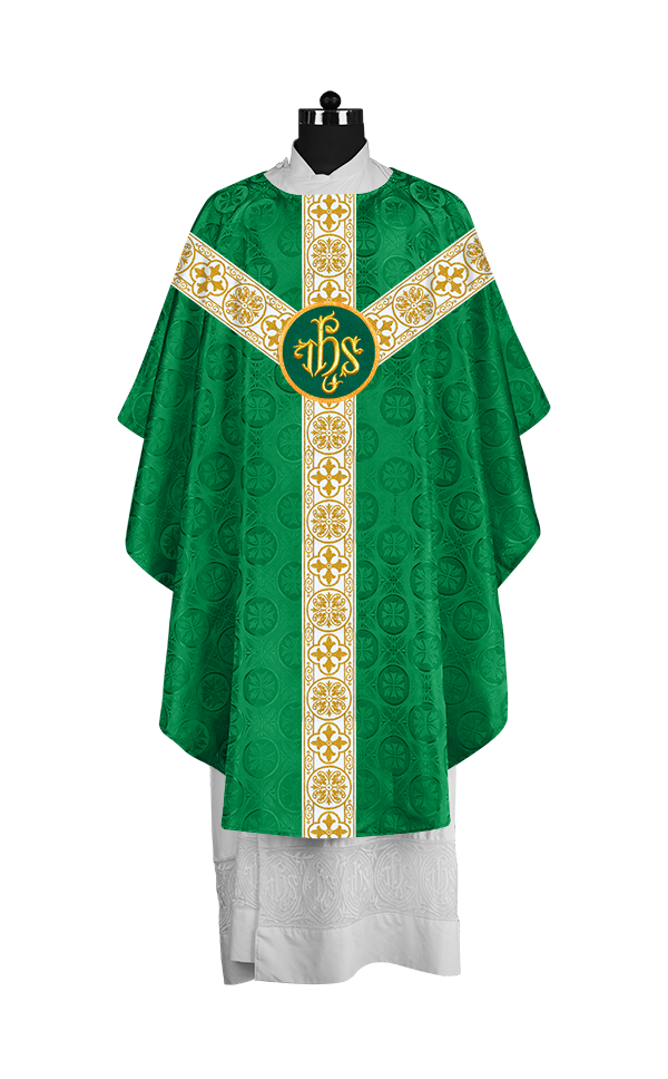 Priest Chasuble with Classic Braided Orphrey and Trims