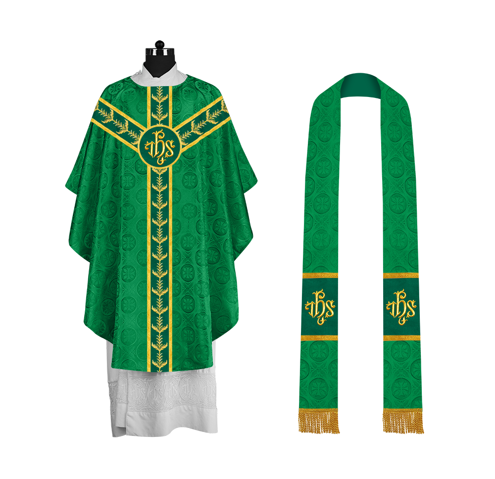Gothic Style Priest Chasuble with Exquisite Embroidered Trims