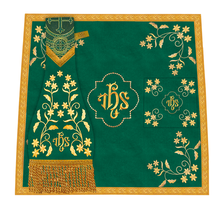 Beautiful mass set with golden embroidery - Floral collection