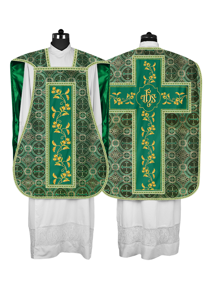 Roman Chasuble vestment with Floral Design and Trims