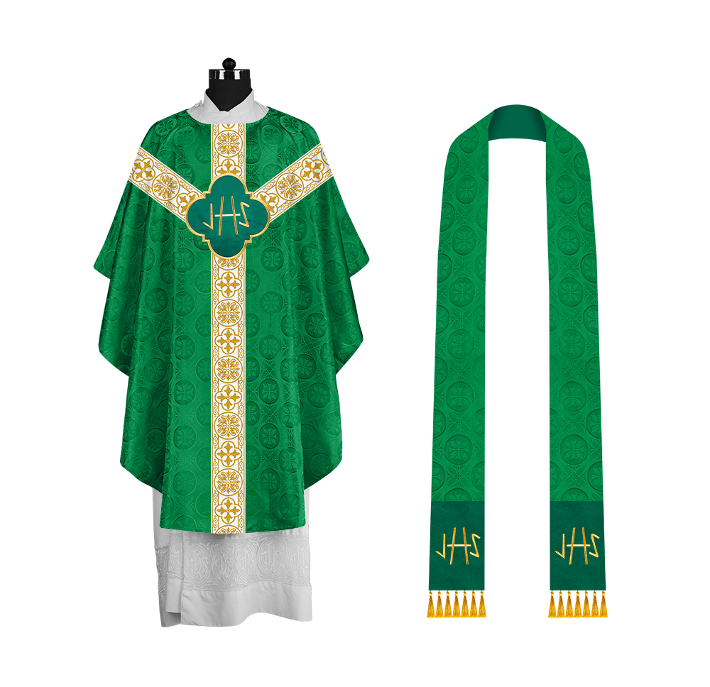 Gothic Chasuble with Woven Braided Orphrey Detailing