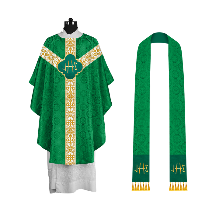 Gothic Chasuble with Woven Braided Orphrey Detailing