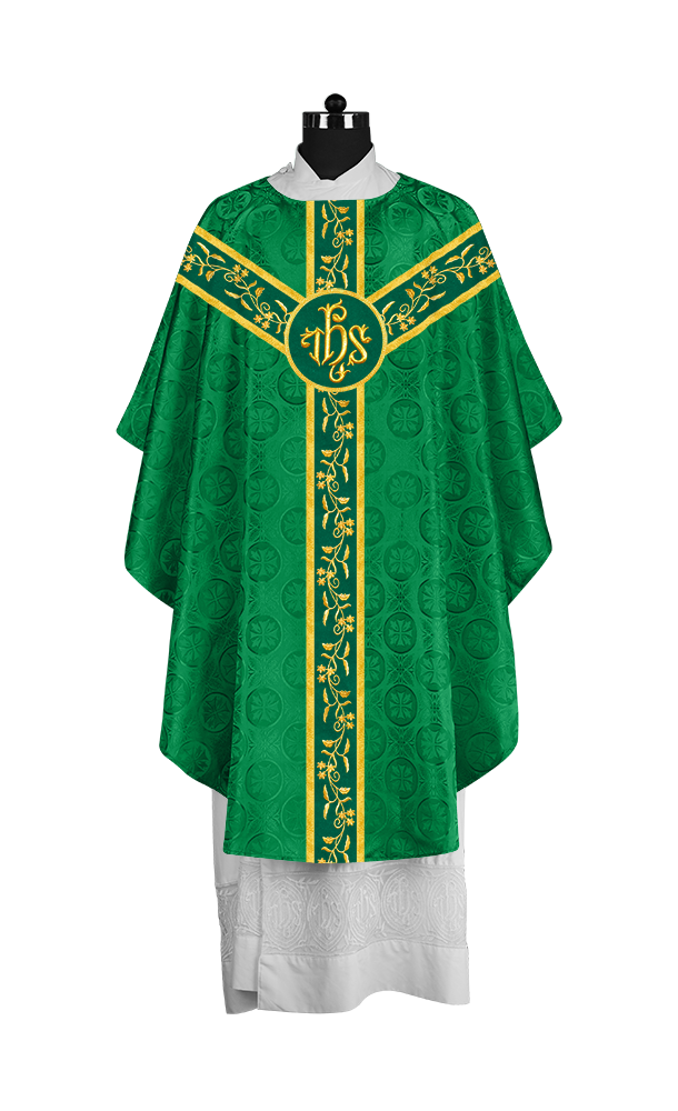 Gothic Chasuble with Embroidered Orphrey and Motifs