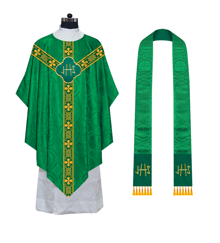 Pugin Gothic Chasuble with Designer Orphrey - Elegant Catholic Vestment
