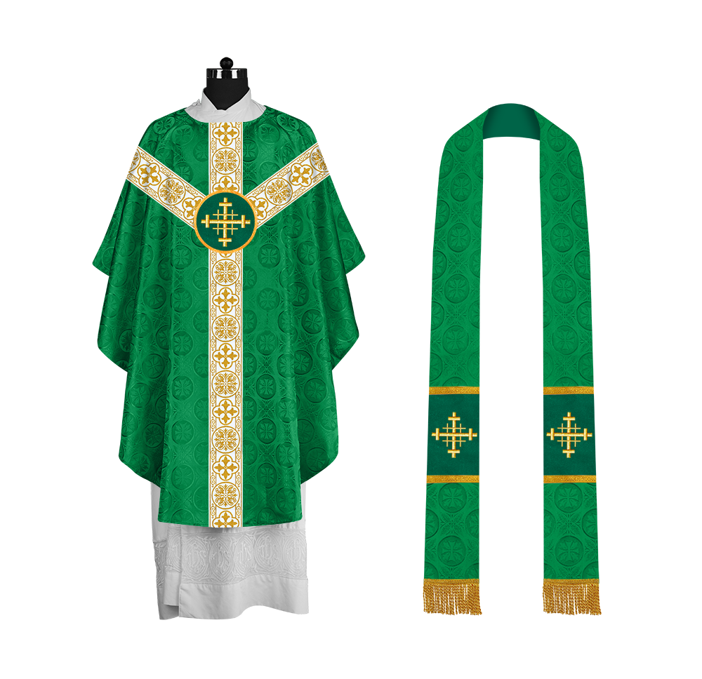Priest Chasuble with Classic Braided Orphrey and Trims