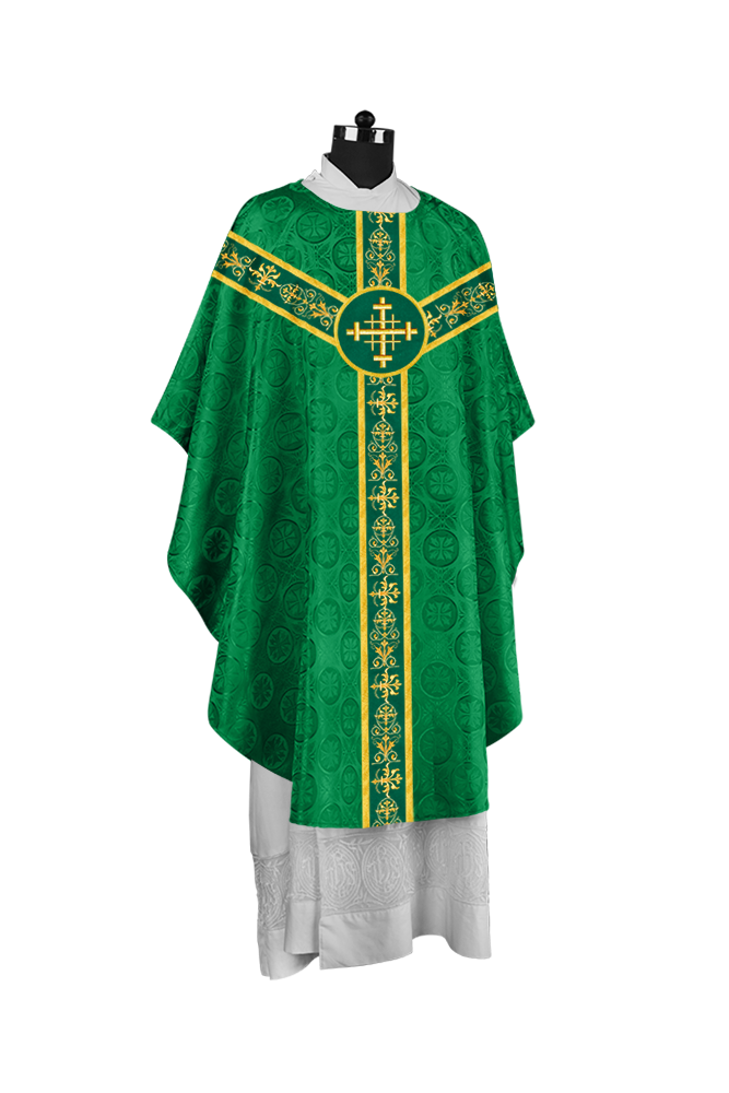 Ornate Priest Chasuble Vestment with Liturgical Embroidered Trims