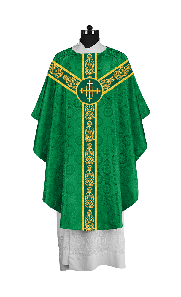 Handcrafted Gothic Chasuble with Traditional Embroidered Orphrey