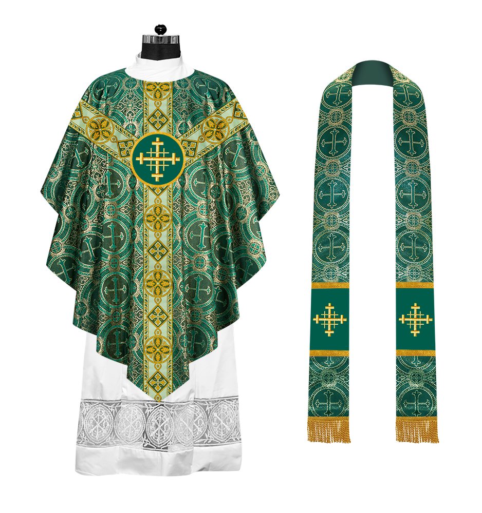 Pugin Style Chasuble with Embroidered Orphrey