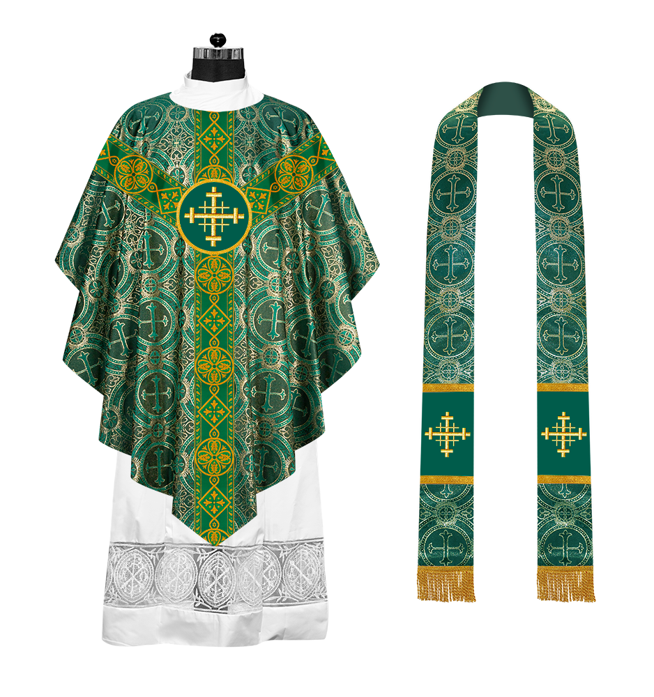 Pugin Style Chasuble with Embroidered Orphrey