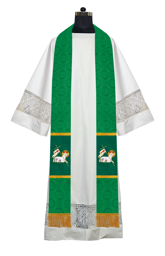 Clergy Stole with Embroidered Liturgical Motif