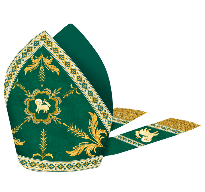 Mitre with Adorned Embroidery Motif and Trims