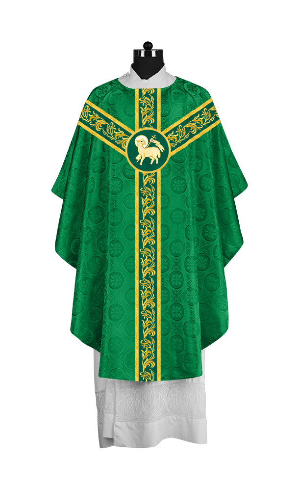 Liturgical Chasuble Vestment with Spiritual Motif Embroidery