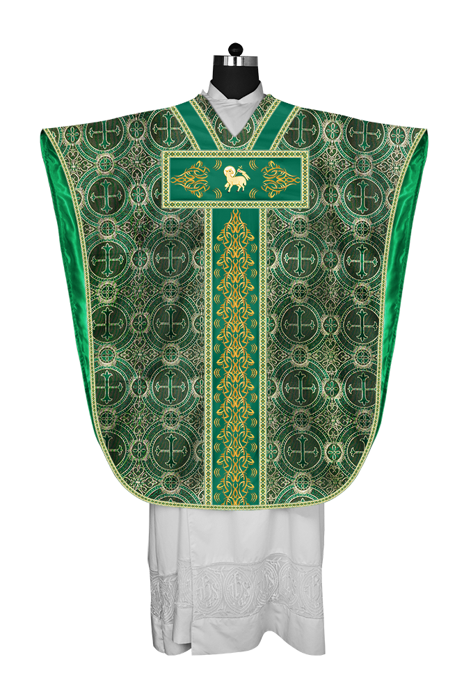 BORROMEAN CHASUBLE VESTMENT WITH BRAIDED ORPHREY AND TRIMS