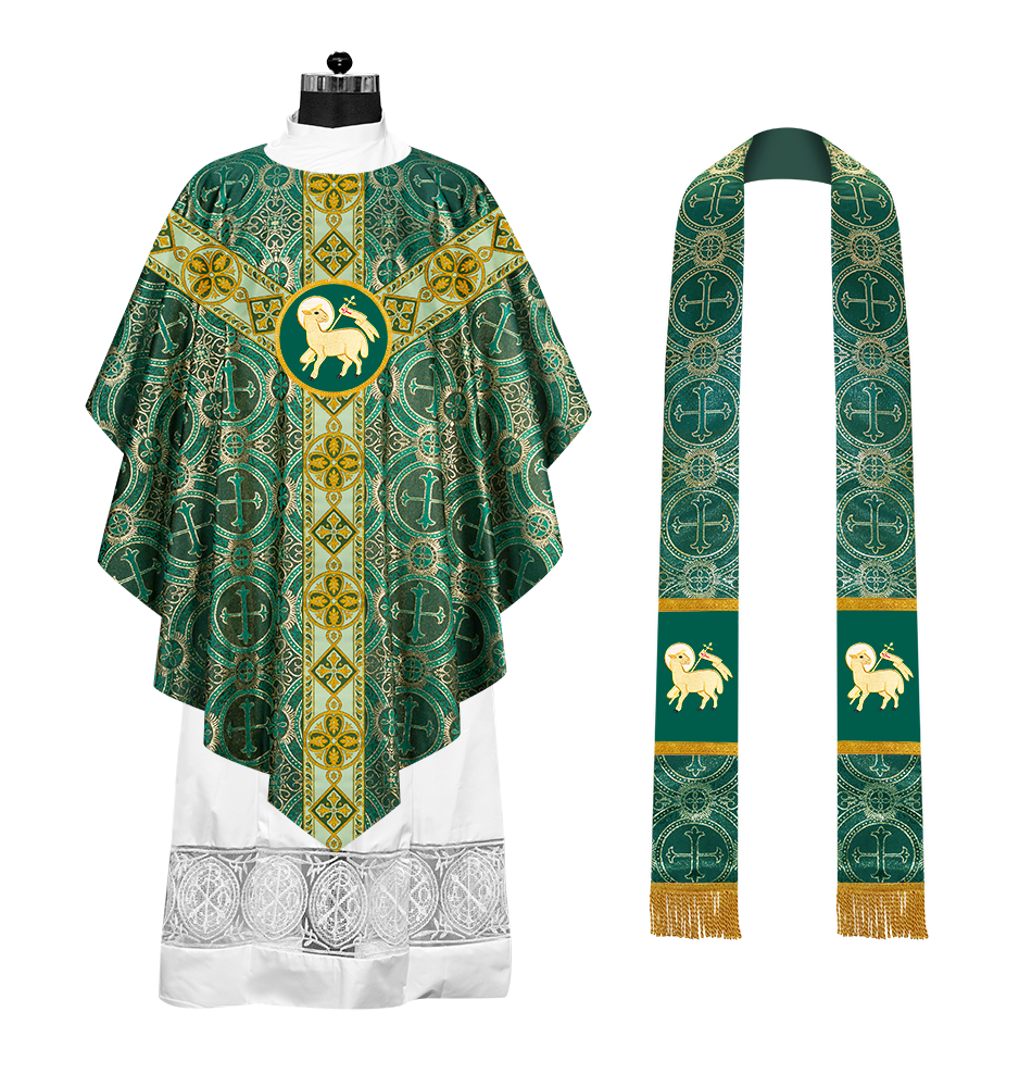 Pugin Style Chasuble with Embroidered Orphrey
