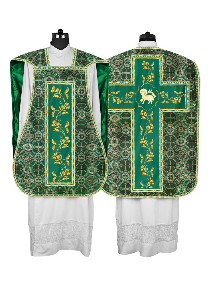 Roman Chasuble vestment with Floral Design and Trims
