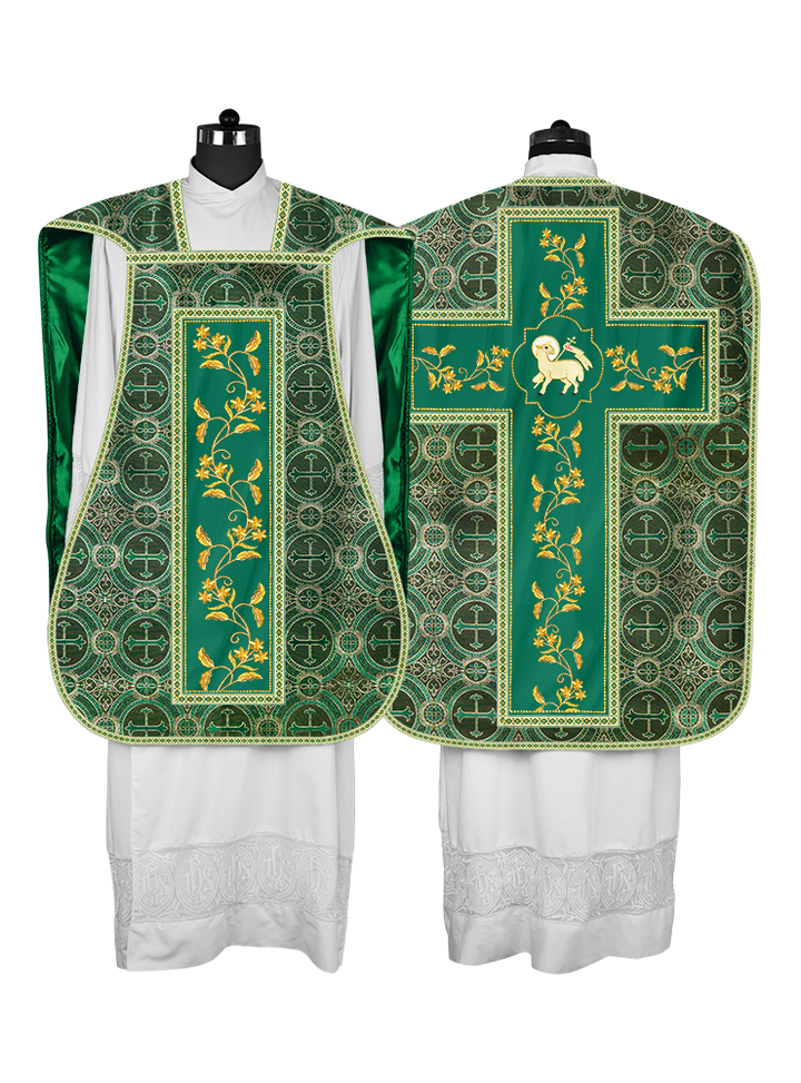 Roman Chasuble vestment with Floral Design and Trims