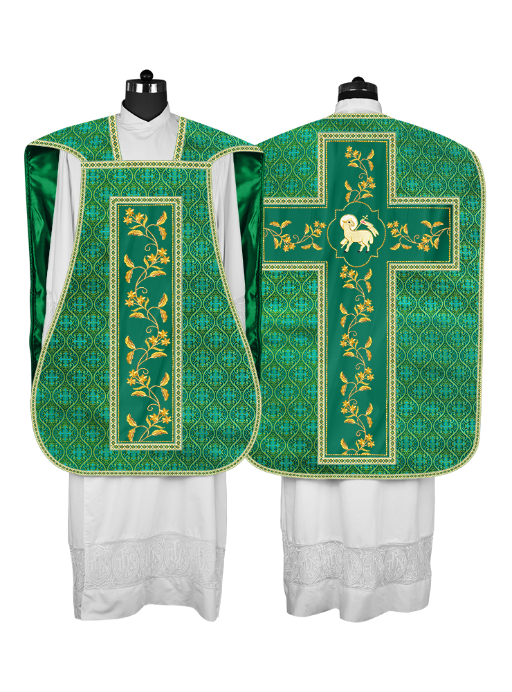 Roman Chasuble vestment with Floral Design and Trims