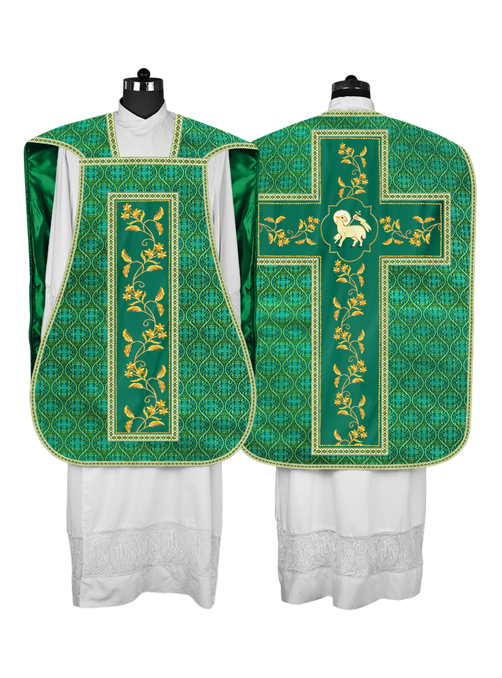 Roman Chasuble vestment with Floral Design and Trims
