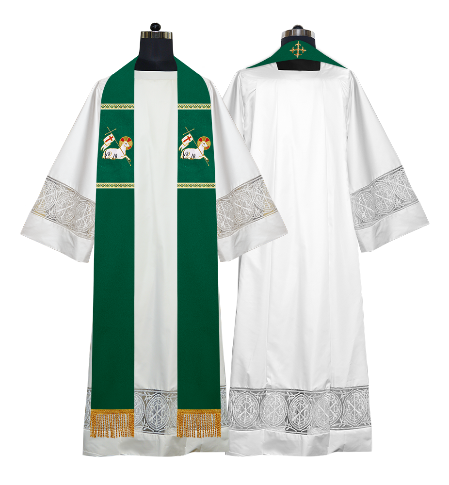 Embroidered Lamb Liturgical Clergy Stole