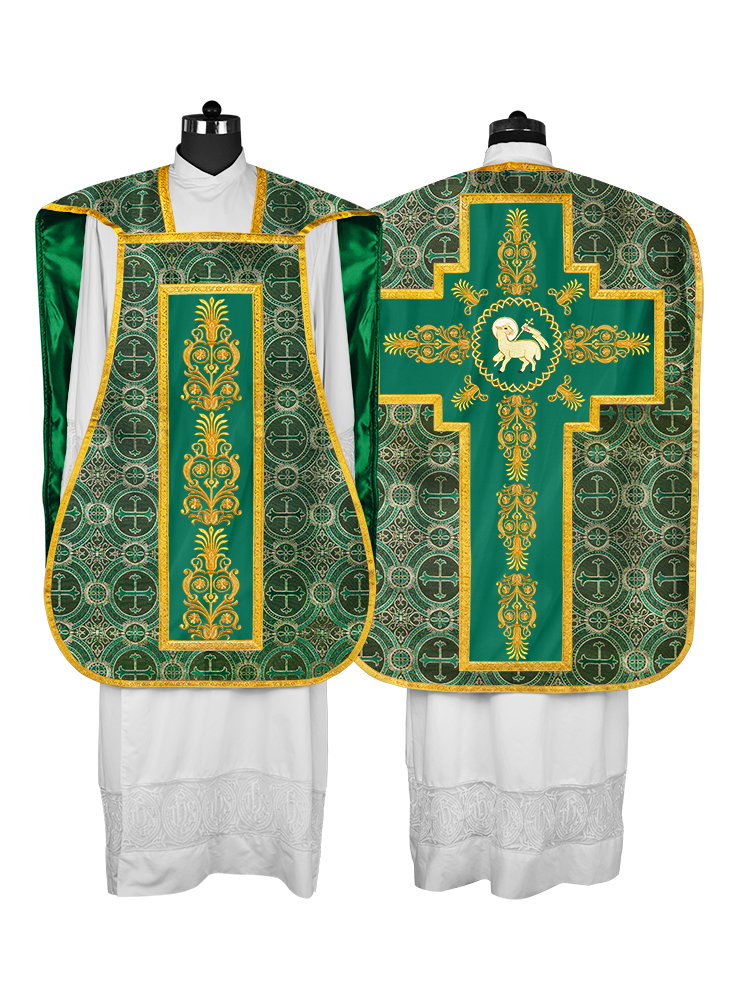 Elegant Roman Fiddleback Chasuble Vestment - Victoria Collection
