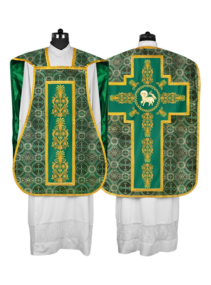 Elegant Roman Fiddleback Chasuble Vestment - Victoria Collection